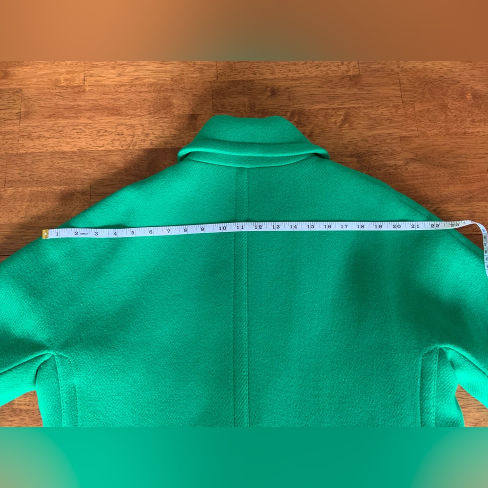 J Crew Women’s Wool Blend Emerald Green Long Two Way Zip Coat Jacket Size 12 - Picture 15 of 16